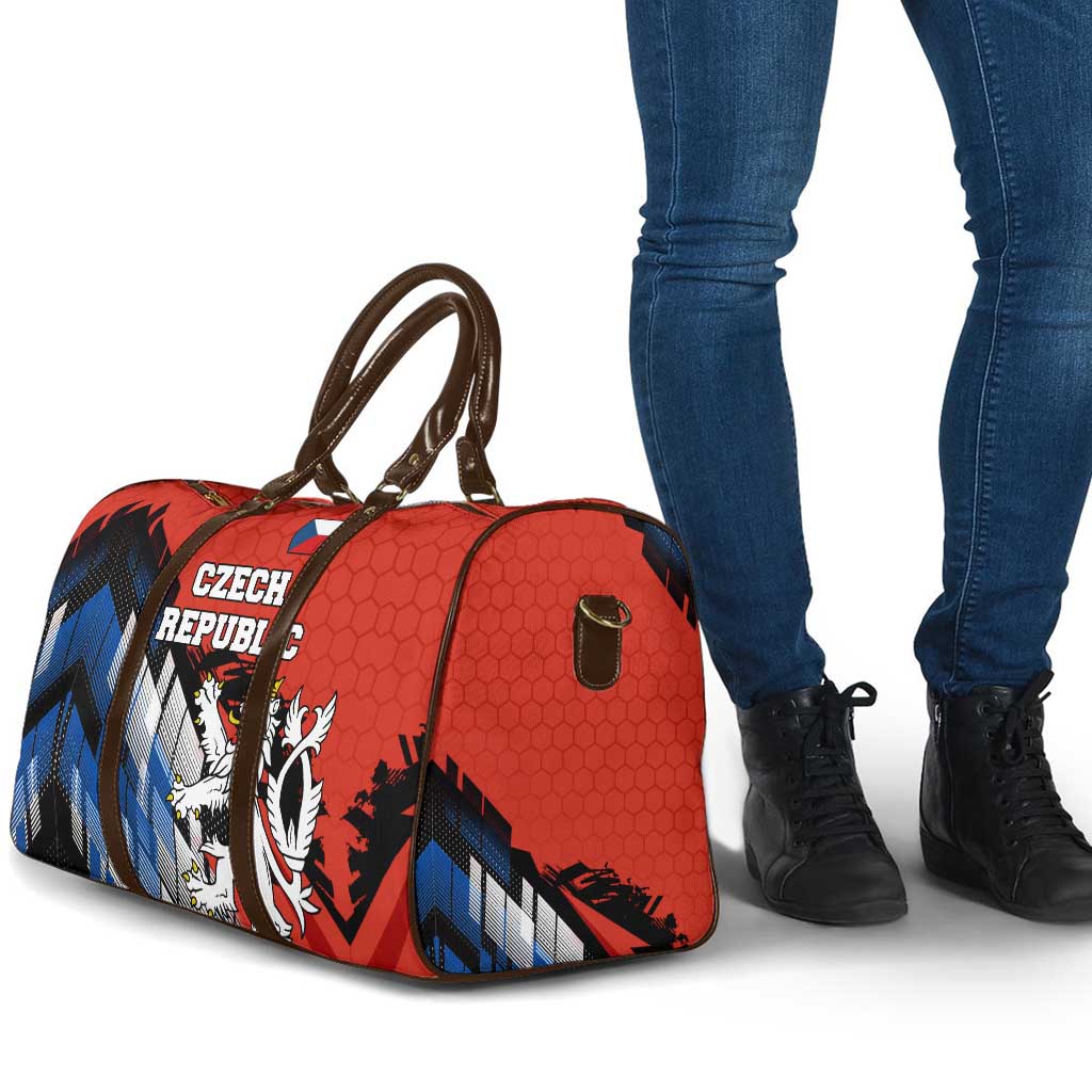 Czech Republic Travel Bag with Red Black Blue Brushstroke Design and National Lion - Wonder Print Shop