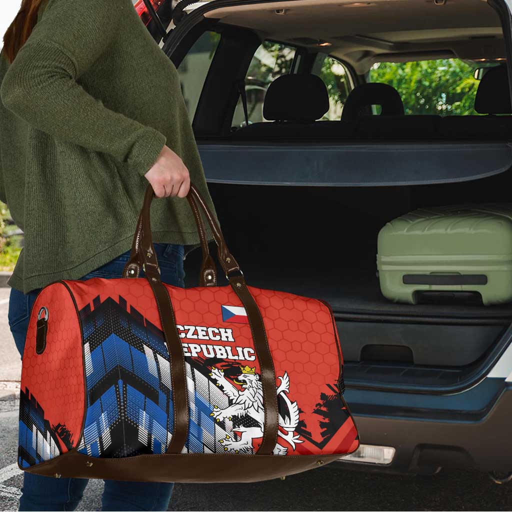 Czech Republic Travel Bag with Red Black Blue Brushstroke Design and National Lion - Wonder Print Shop