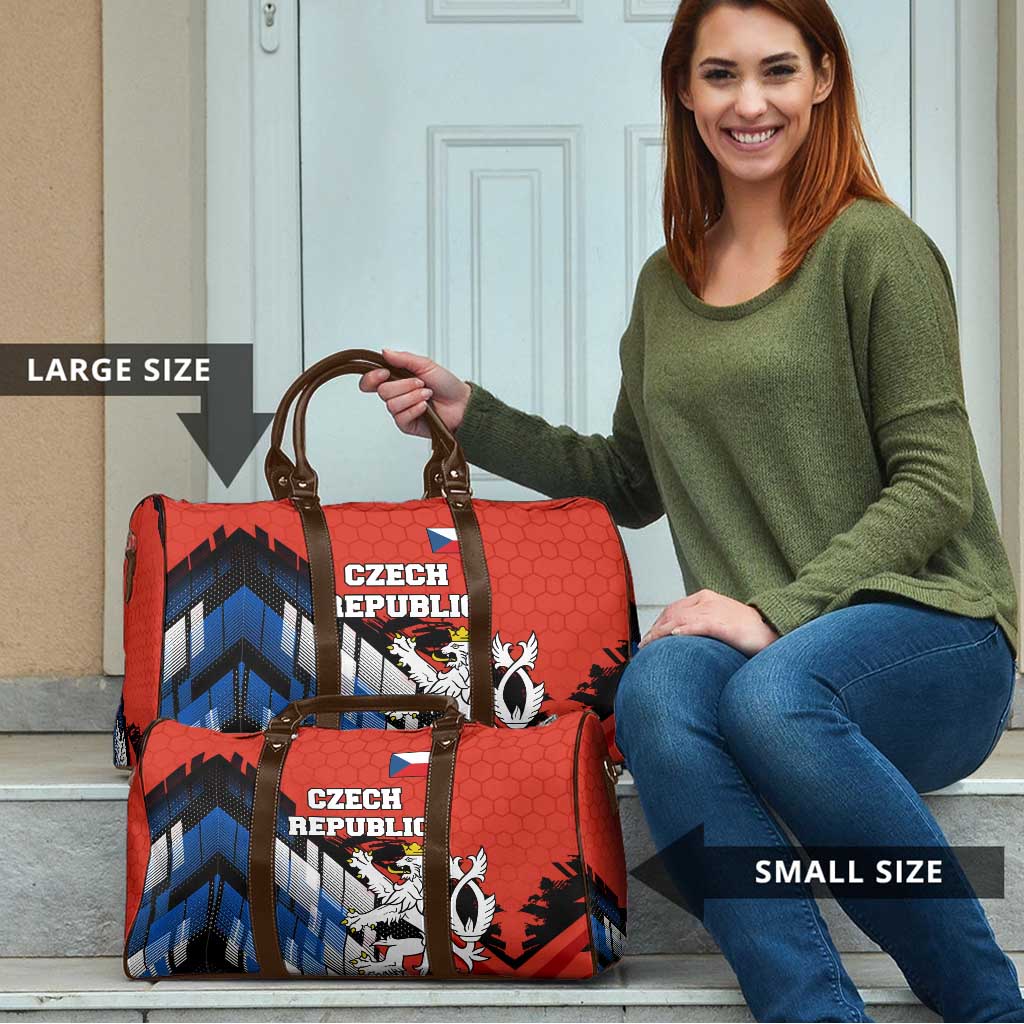 Czech Republic Travel Bag with Red Black Blue Brushstroke Design and National Lion - Wonder Print Shop
