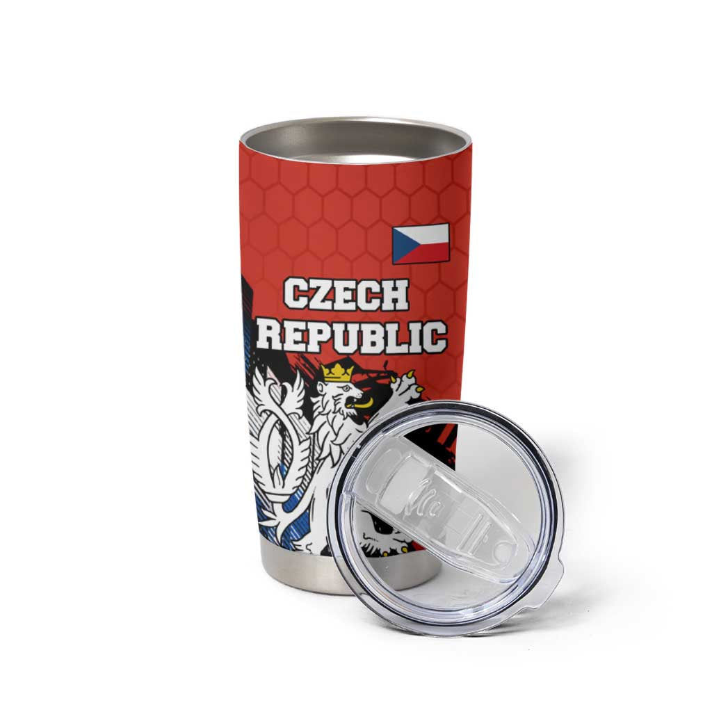 Czech Republic Tumbler Cup with Red Black Blue Brushstroke Design and National Lion - Wonder Print Shop
