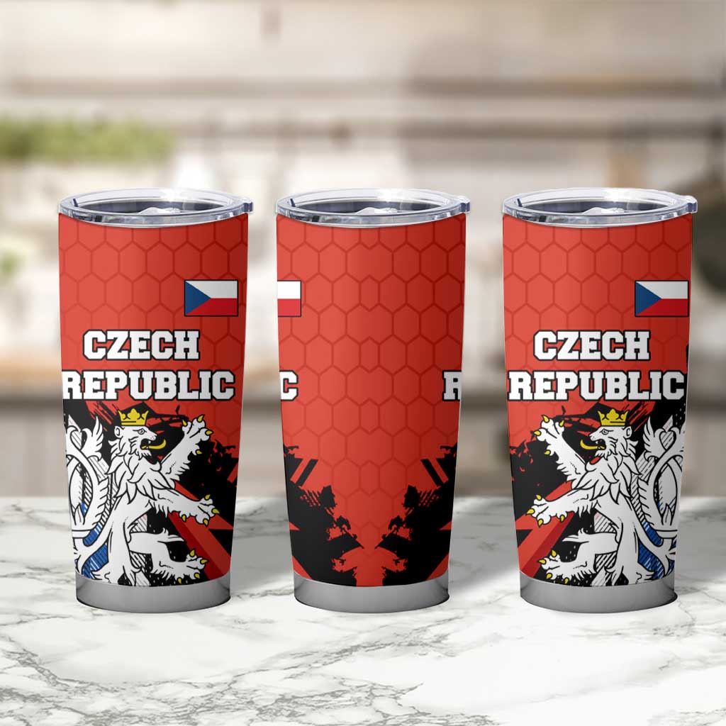 Czech Republic Tumbler Cup with Red Black Blue Brushstroke Design and National Lion - Wonder Print Shop