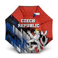 Czech Republic Umbrella with Red Black Blue Brushstroke Design and National Lion - Wonder Print Shop