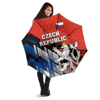 Czech Republic Umbrella with Red Black Blue Brushstroke Design and National Lion - Wonder Print Shop