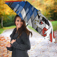 Czech Republic Umbrella with Red Black Blue Brushstroke Design and National Lion - Wonder Print Shop