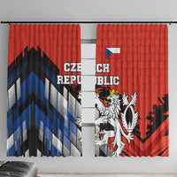 Czech Republic Window Curtain with Red Black Blue Brushstroke Design and National Lion - Wonder Print Shop