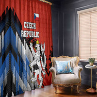 Czech Republic Window Curtain with Red Black Blue Brushstroke Design and National Lion - Wonder Print Shop