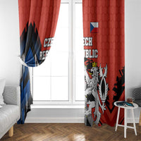 Czech Republic Window Curtain with Red Black Blue Brushstroke Design and National Lion - Wonder Print Shop