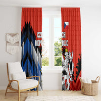 Czech Republic Window Curtain with Red Black Blue Brushstroke Design and National Lion - Wonder Print Shop
