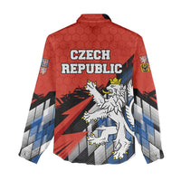 Czech Republic Women Casual Shirt with Red Black Blue Brushstroke Design and National Lion - Wonder Print Shop