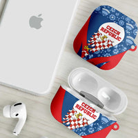 Czech Republic AirPods Case with Blue Red Folk Pattern Design and National Lion Emblem - Wonder Print Shop