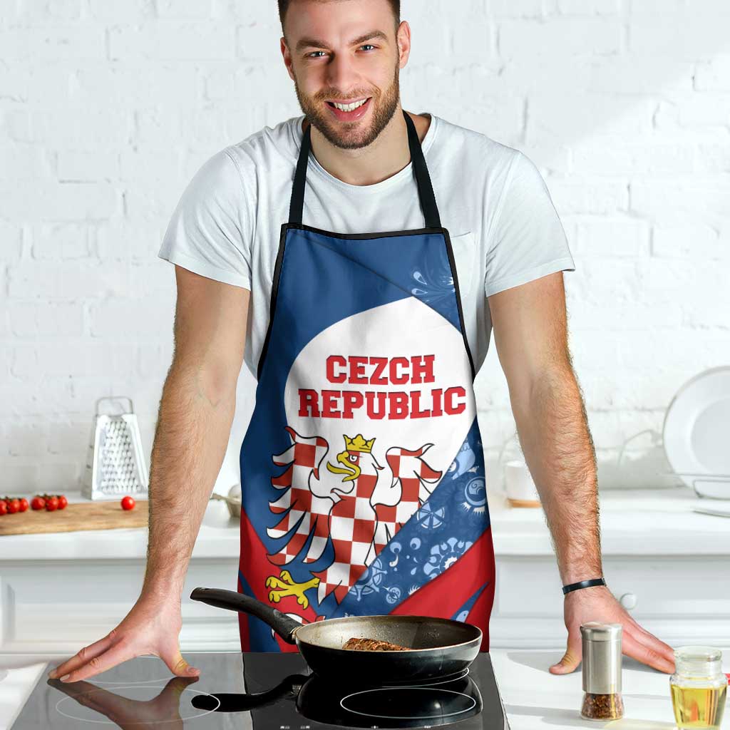Czech Republic Apron with Blue Red Folk Pattern Design and National Lion Emblem - Wonder Print Shop