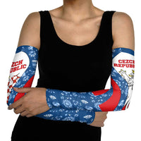 Czech Republic Arm Sleeves with Blue Red Folk Pattern Design and National Lion Emblem - Wonder Print Shop