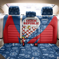 Czech Republic Back Car Seat Cover with Blue Red Folk Pattern Design and National Lion Emblem - Wonder Print Shop
