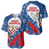 Czech Republic Baseball Jersey with Blue Red Folk Pattern Design and National Lion Emblem - Wonder Print Shop