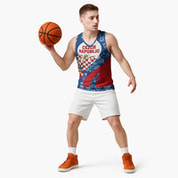 Czech Republic Basketball Jersey with Blue Red Folk Pattern Design and National Lion Emblem - Wonder Print Shop