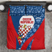 Czech Republic Bedding Set with Blue Red Folk Pattern Design and National Lion Emblem - Wonder Print Shop