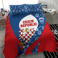 Czech Republic Bedding Set with Blue Red Folk Pattern Design and National Lion Emblem - Wonder Print Shop