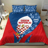 Czech Republic Bedding Set with Blue Red Folk Pattern Design and National Lion Emblem - Wonder Print Shop