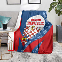 Czech Republic Blanket with Blue Red Folk Pattern Design and National Lion Emblem - Wonder Print Shop