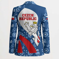 Czech Republic Blazer with Blue Red Folk Pattern Design and National Lion Emblem - Wonder Print Shop