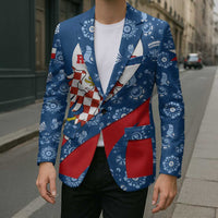 Czech Republic Blazer with Blue Red Folk Pattern Design and National Lion Emblem - Wonder Print Shop