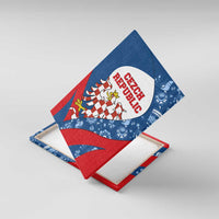 Czech Republic Canvas Wall Art with Blue Red Folk Pattern Design and National Lion Emblem - Wonder Print Shop