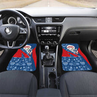 Czech Republic Car Mats with Blue Red Folk Pattern Design and National Lion Emblem - Wonder Print Shop