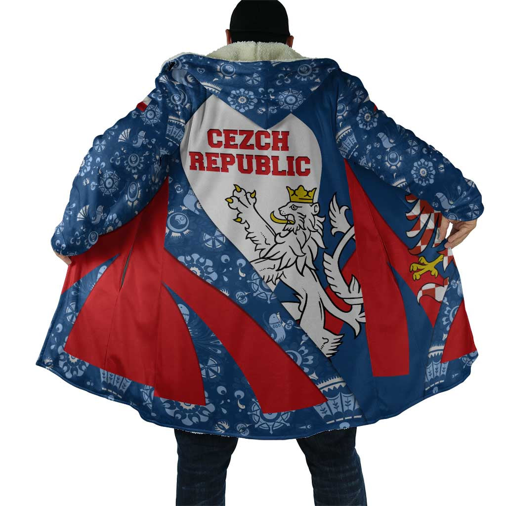 Czech Republic Cloak with Blue Red Folk Pattern Design and National Lion Emblem - Wonder Print Shop