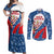 Czech Republic Couples Matching Off Shoulder Maxi Dress and Long Sleeve Button Shirt with Blue Red Folk Pattern Design and National Lion Emblem - Wonder Print Shop