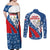 Czech Republic Couples Matching Off Shoulder Maxi Dress and Long Sleeve Button Shirt with Blue Red Folk Pattern Design and National Lion Emblem - Wonder Print Shop