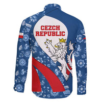 Czech Republic Family Matching Short Sleeve Bodycon Dress and Hawaiian Shirt with Blue Red Folk Pattern Design and National Lion Emblem - Wonder Print Shop