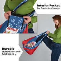 Czech Republic Grocery Bag with Blue Red Folk Pattern Design and National Lion Emblem - Wonder Print Shop