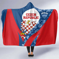 Czech Republic Hooded Blanket with Blue Red Folk Pattern Design and National Lion Emblem - Wonder Print Shop