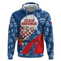 Czech Republic Hoodie with Blue Red Folk Pattern Design and National Lion Emblem - Wonder Print Shop
