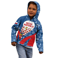 Czech Republic Kid Hoodie with Blue Red Folk Pattern Design and National Lion Emblem - Wonder Print Shop