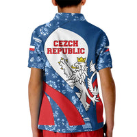Czech Republic Kid Polo Shirt with Blue Red Folk Pattern Design and National Lion Emblem - Wonder Print Shop