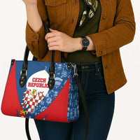 Czech Republic Leather Bag with Blue Red Folk Pattern Design and National Lion Emblem - Wonder Print Shop