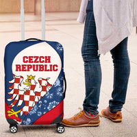 Czech Republic Luggage Cover with Blue Red Folk Pattern Design and National Lion Emblem - Wonder Print Shop