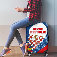Czech Republic Luggage Cover with Blue Red Folk Pattern Design and National Lion Emblem - Wonder Print Shop