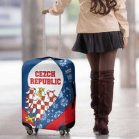 Czech Republic Luggage Cover with Blue Red Folk Pattern Design and National Lion Emblem - Wonder Print Shop