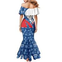 Czech Republic Mermaid Dress with Blue Red Folk Pattern Design and National Lion Emblem - Wonder Print Shop