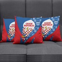 Czech Republic Pillow Cover with Blue Red Folk Pattern Design and National Lion Emblem - Wonder Print Shop