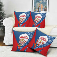 Czech Republic Pillow Cover with Blue Red Folk Pattern Design and National Lion Emblem - Wonder Print Shop