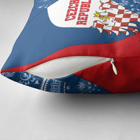 Czech Republic Pillow Cover with Blue Red Folk Pattern Design and National Lion Emblem - Wonder Print Shop