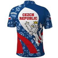 Czech Republic Polo Shirt with Blue Red Folk Pattern Design and National Lion Emblem - Wonder Print Shop