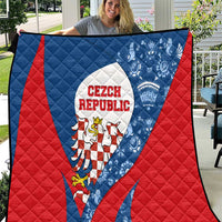 Czech Republic Quilt with Blue Red Folk Pattern Design and National Lion Emblem - Wonder Print Shop
