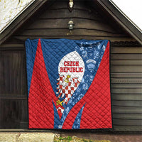 Czech Republic Quilt with Blue Red Folk Pattern Design and National Lion Emblem - Wonder Print Shop