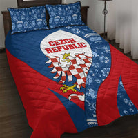 Czech Republic Quilt Bed Set with Blue Red Folk Pattern Design and National Lion Emblem - Wonder Print Shop