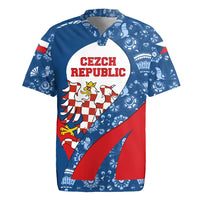 Czech Republic Rugby Jersey with Blue Red Folk Pattern Design and National Lion Emblem - Wonder Print Shop