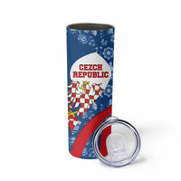 Czech Republic Skinny Tumbler with Blue Red Folk Pattern Design and National Lion Emblem - Wonder Print Shop